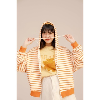 Áo khoác có mũ thun nỉ kẻ sọc LENclothing 811901