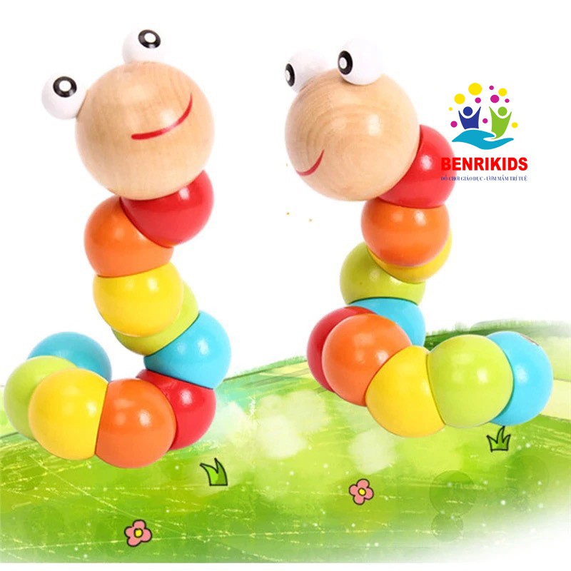 Đồ Chơi Cho Bé Con Sâu Gỗ Uốn Dẻo Rèn Luyện Sự Linh Hoạt Cho Đôi Tay