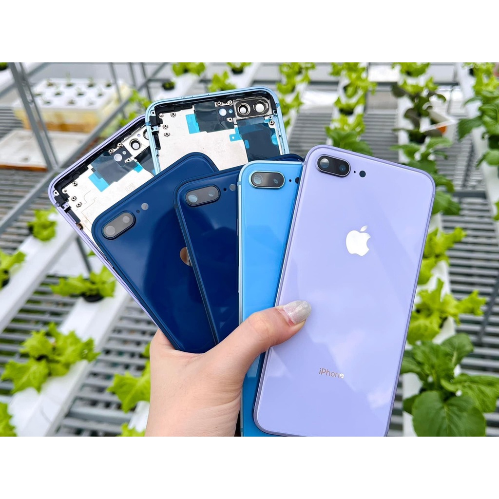 Vỏ thay thế viền vuông dành cho 7plus, 8plus màu xanh navy, xanh da trời, tím