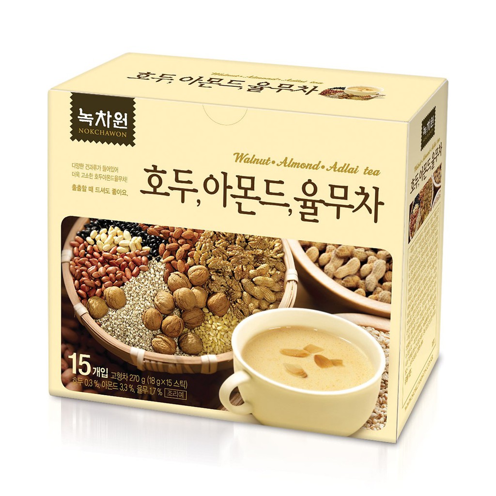 Bột ngũ cốc Hàn Quốc Nokchawon Mixed Powder 270g (hạnh nhân, óc chó, hạt bí, trà adlai) - hàng nhập khẩu Hàn Quốc
