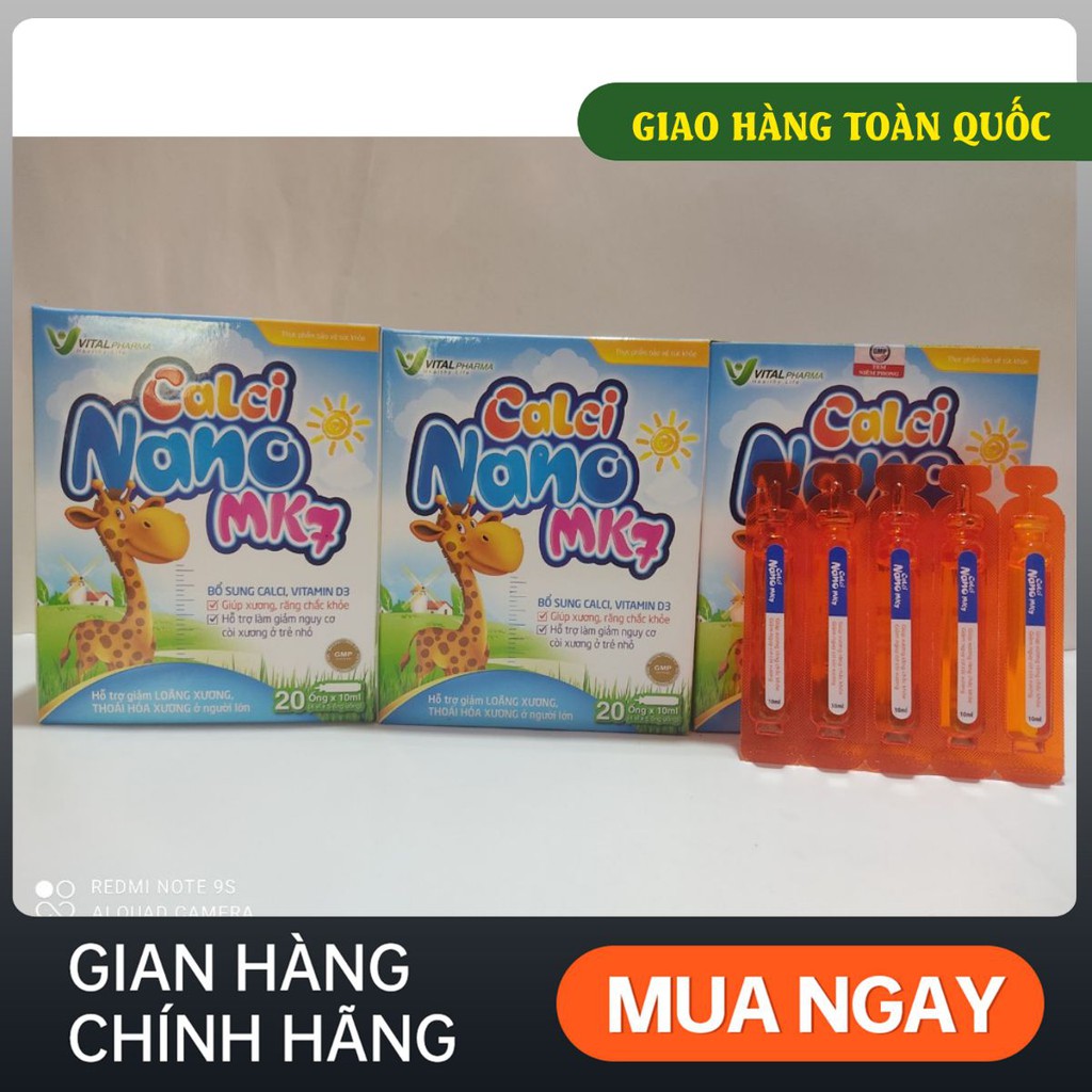 [VITAL PHARMA] Calci Nano MK7 bổ sung canxi cho trẻ em, phụ nữ, người cao tuổi - Hộp 20 ống