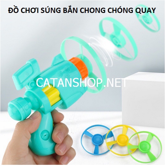 Đồ chơi súng bắn vòng quay phát sáng, súng bắn chong chóng /phóng đĩa bay Siêu Hot