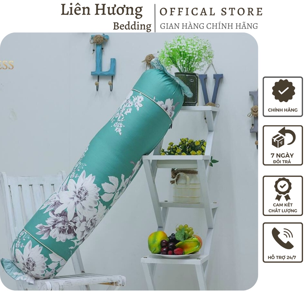 Vỏ gối ôm  người lớn, chất vải cotton lụa ko xổ lông mềm mát thương hiệu  Happiness sẵn hàng kích thước 35x1m