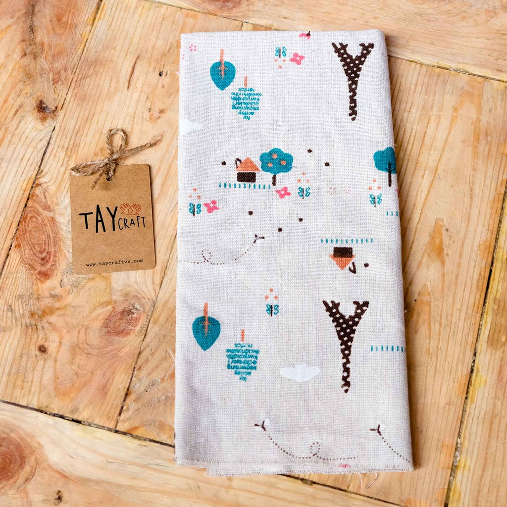 Vải bố canvas họa tiết 50x50/50x100cm làm đồ thủ công