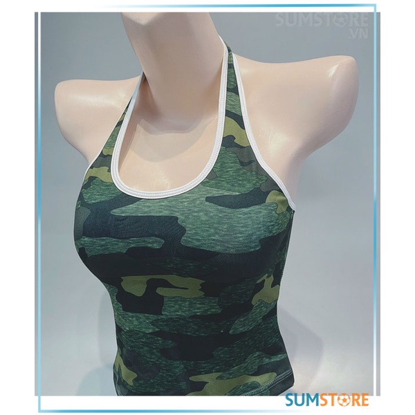 Áo Yếm Tập Thể Thao Cho Nữ Màu Lính Rêu Viền Siêu Sexy - Áo Thể Thao Nữ Mẫu Mới