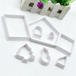 Bộ 8 cái khuôn cắt bột bánh quy/bánh gừng hình ngôi nhà