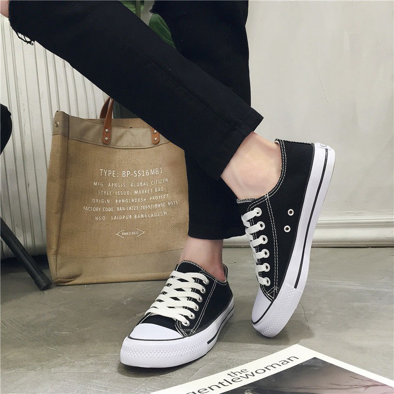 Harajuku Korean Men's Low Collar Canvas Youth Sneakers Non-slip Comfortable Flat Sandals