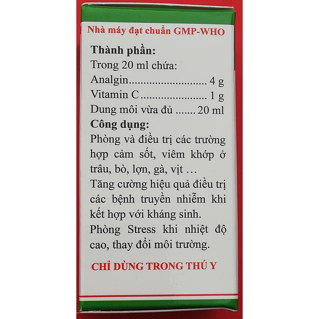 1 lọ A Na Gin + C 20ml Dùng tốt cho gia súc, gia cầm, chó, mèo, lợn, trâu, bò, ngựa, dê, cừu