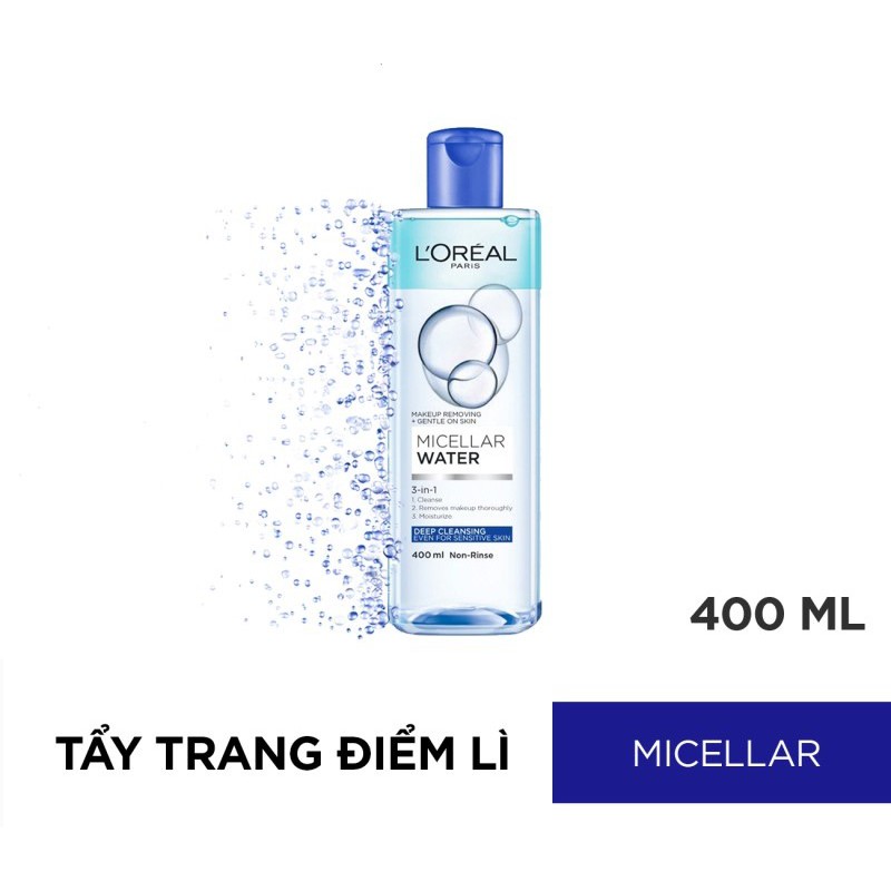 Nước Tẩy Trang L'Oreal Cho Mọi Loại Da Loreal Paris 3-in-1 Micellar Water 400ml - Khongcoson