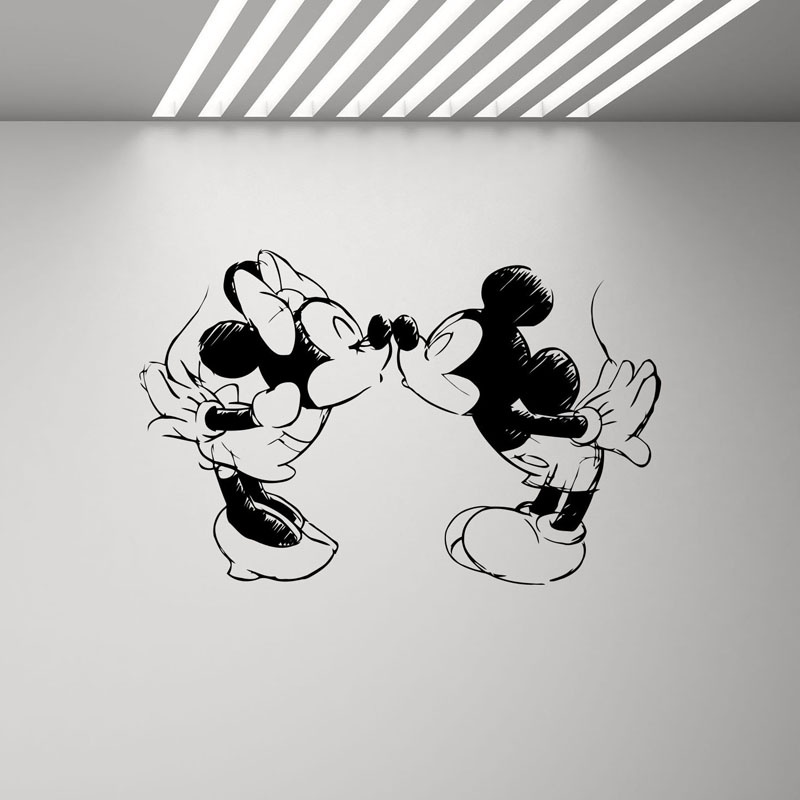Sticker Dán Tường Bằng Pvc Họa Tiết Hoạt Hình Chuột Mickey Dễ Thương
