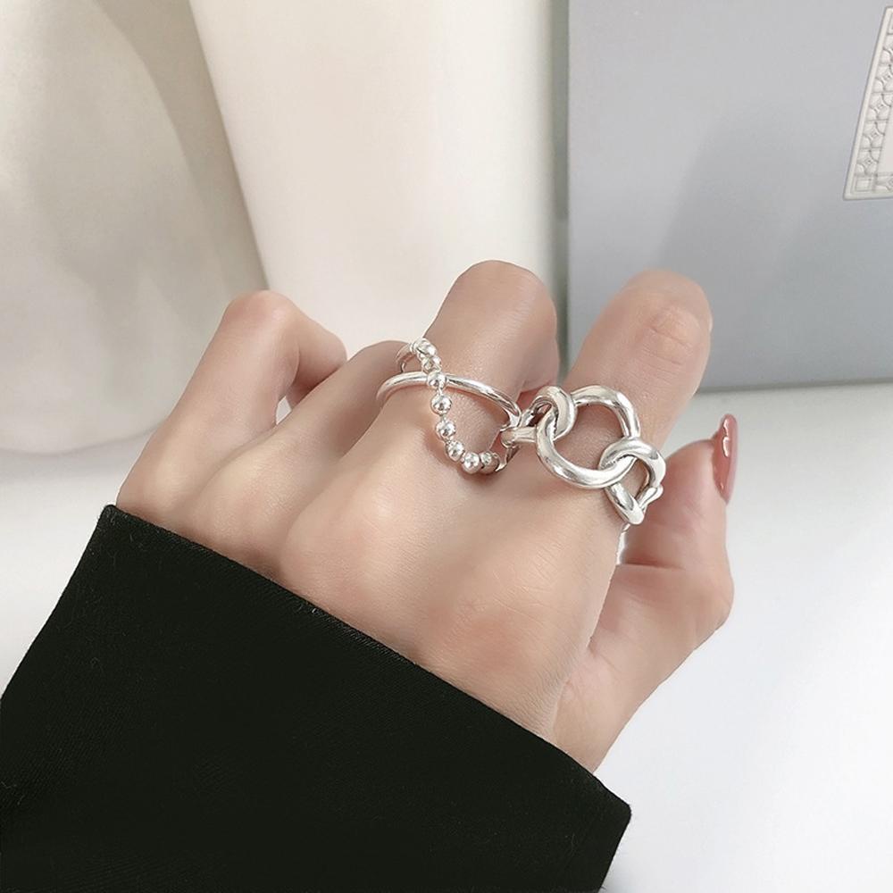 QQMALL Nhẫn Hở Họa Tiết Hình Học Độc Đáo Thời Trang Cho Nữ