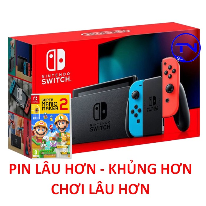 [Mã ELHAMS5 giảm 6% đơn 300K] Máy Nintendo Switch V2 TẶNG Super Mario Maker [Pin Lâu Hơn + 12 tháng bảo hành]