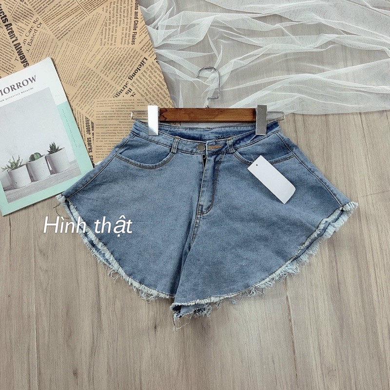 Quần shorts jeans xoè ống siêu rộng có may kèm lót bên trong - S0U