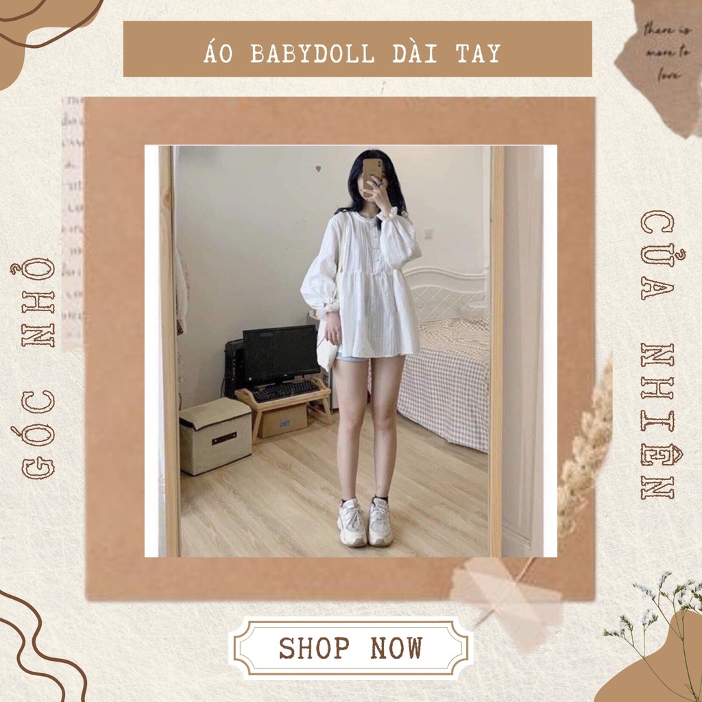 Áo Sơ Mi Babydoll Tay Bồng Cúc Bọc Ullzzang [ẢNH THẬT+VIDEO]
