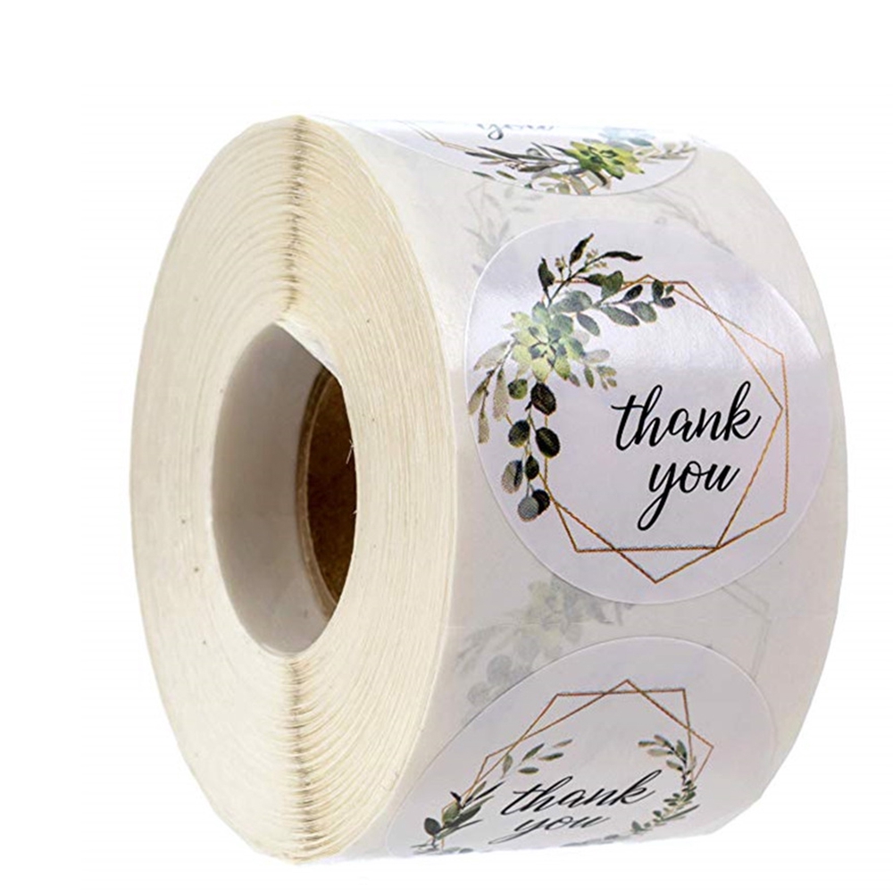 Cuộn 500 miếng dán in chữ Thank You dùng trang trí túi bánh kẹo quà tặng độc đáo tiện dụng