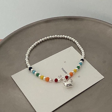 (0337) Vòng Lắc Tay Bạc S925 Đính Hạt Màu Sắc Ngọt Ngào