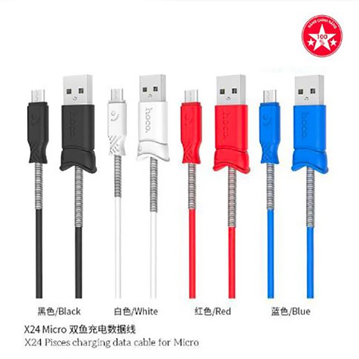 Cáp Sạc Hoco X24 Cổng MicroUSB cho Android dài 1m (2.4A - Dài 1M - Hỗ Trợ Sạc Nhanh)