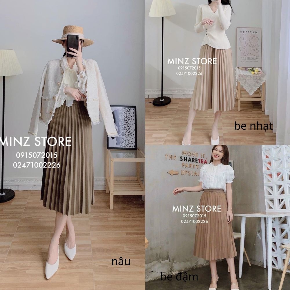 Chân váy xếp ly vải dày dặn dáng dài hàng chuẩn quảng châu mã 803