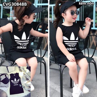 Quần áo trẻ em Mẫu váy ADIDAS kèm nón cho bé từ 8-15 tuổi