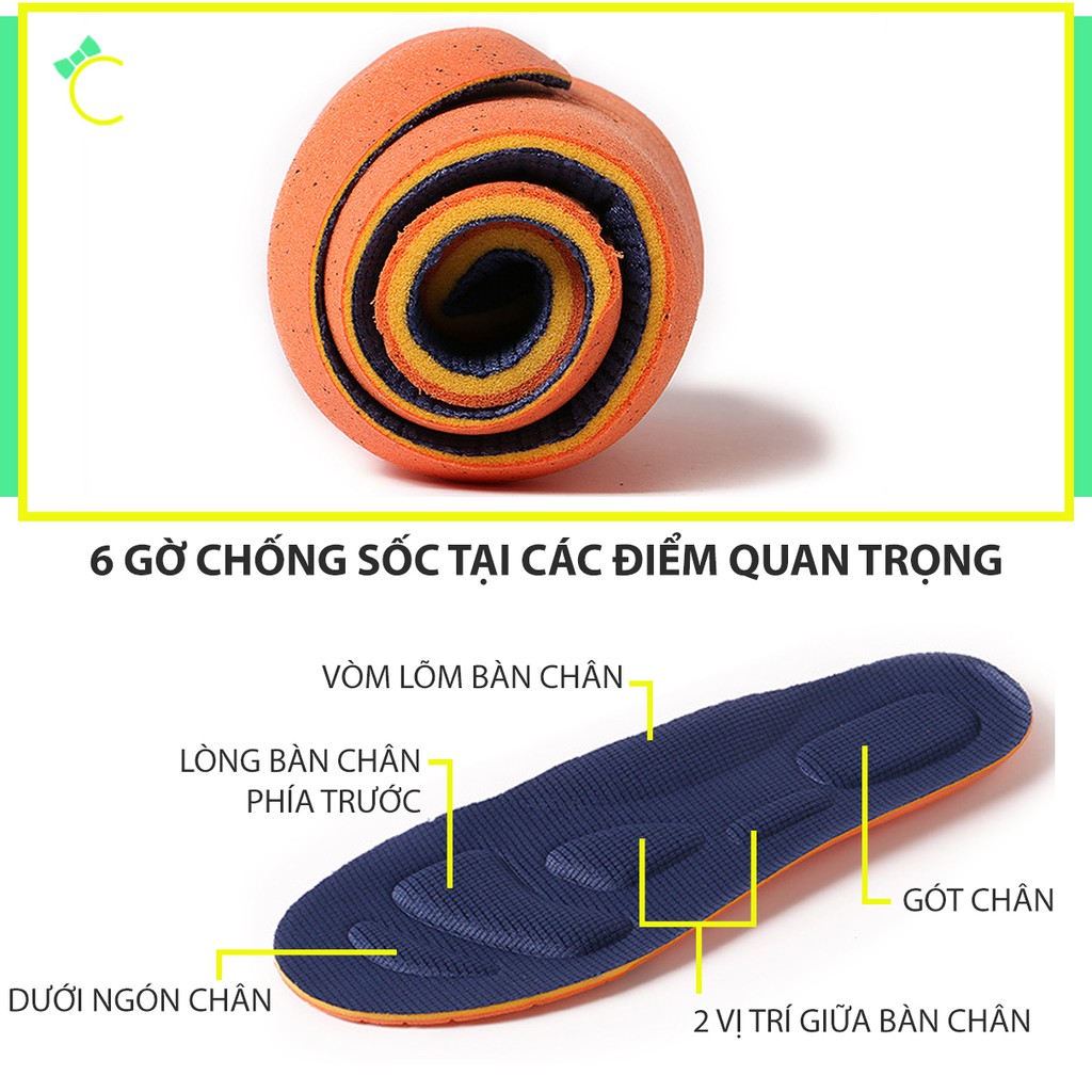 Lót giày thể thao EVA có rãnh chịu lực và 6 gờ chống sốc đệm êm bàn chân - Cami - CMPK154