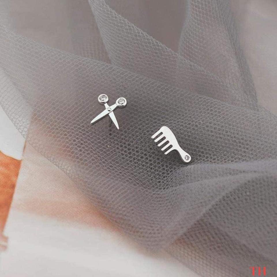 Bông tai kéoo lược xinh xắn - LINH'S MIU SILVER - Bông tai nữ bạc ta