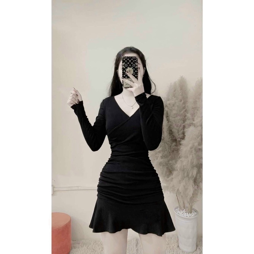 ĐẦM BODY NỮ NHÚN CỔ TIM DÁNG ĐUÔI TÔM CỰC XINH XỈU