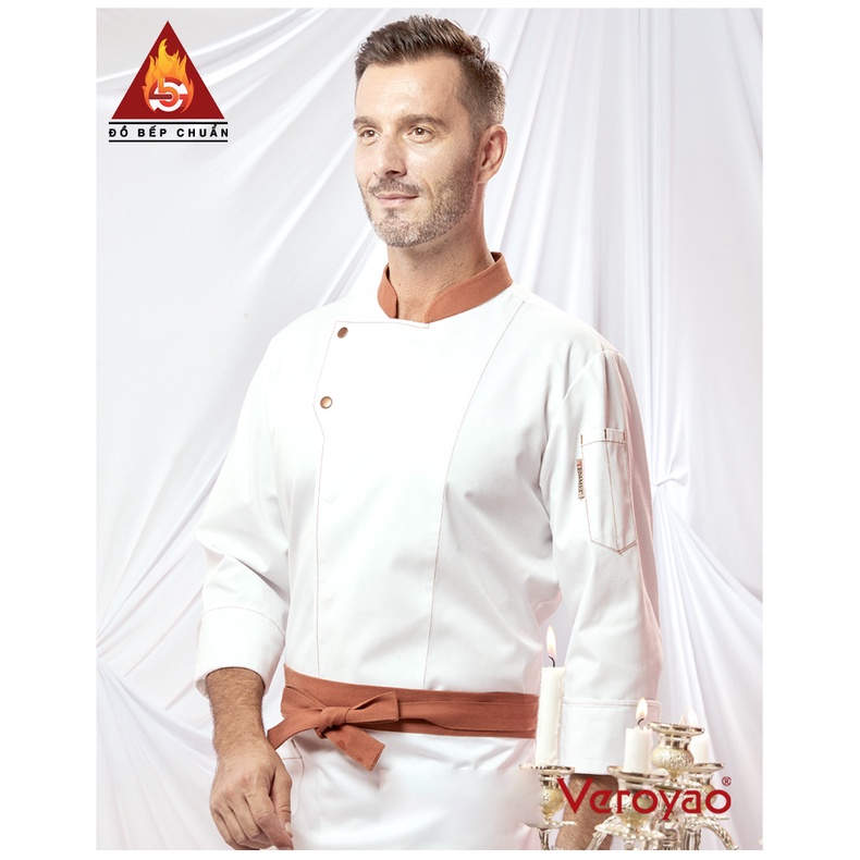 Áo  Bếp Nam Nữ Cúc Rời, Áo Đầu Bếp TD012,  Đồng Phục Bếp Dài Tay Mẫu Tiêu Chuẩn Khách Sạn