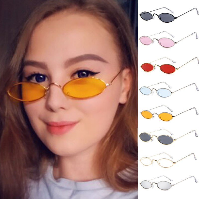 Fashion Hip-hop Sunglasses Small Oval Metal Frame Women/Men UV400