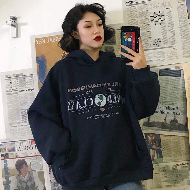 [áo hoodie nữ form rộng] áo sweater nữ form rộng có mũ mặc nhà đi chơi thời trang ulzzang hàn quốc | BigBuy360 - bigbuy360.vn