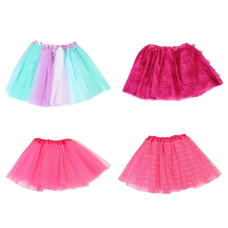 Chân Váy Xòe Tutu Nhiều Lớp Bằng Vải Tuyn Đính Kim Sa Lấp Lánh Dành Cho Bé Gái