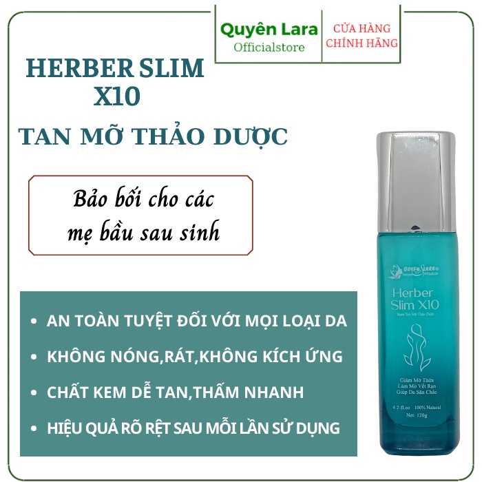 Kem Tan Mỡ Thảo Dược Herber Slim X10 Quyên Lara - Công Nghệ Nano Đột Phá - Đánh Tan Mỡ Thừa Cấp Tốc 120g