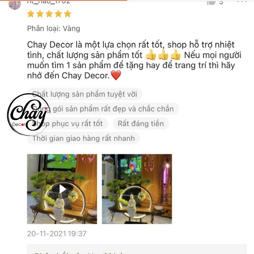 Tượng Phật Quan Âm Bồ Tát Đèn Led, Thác Trầm Phong Thủy, Hàng Cao Cấp Loại I
