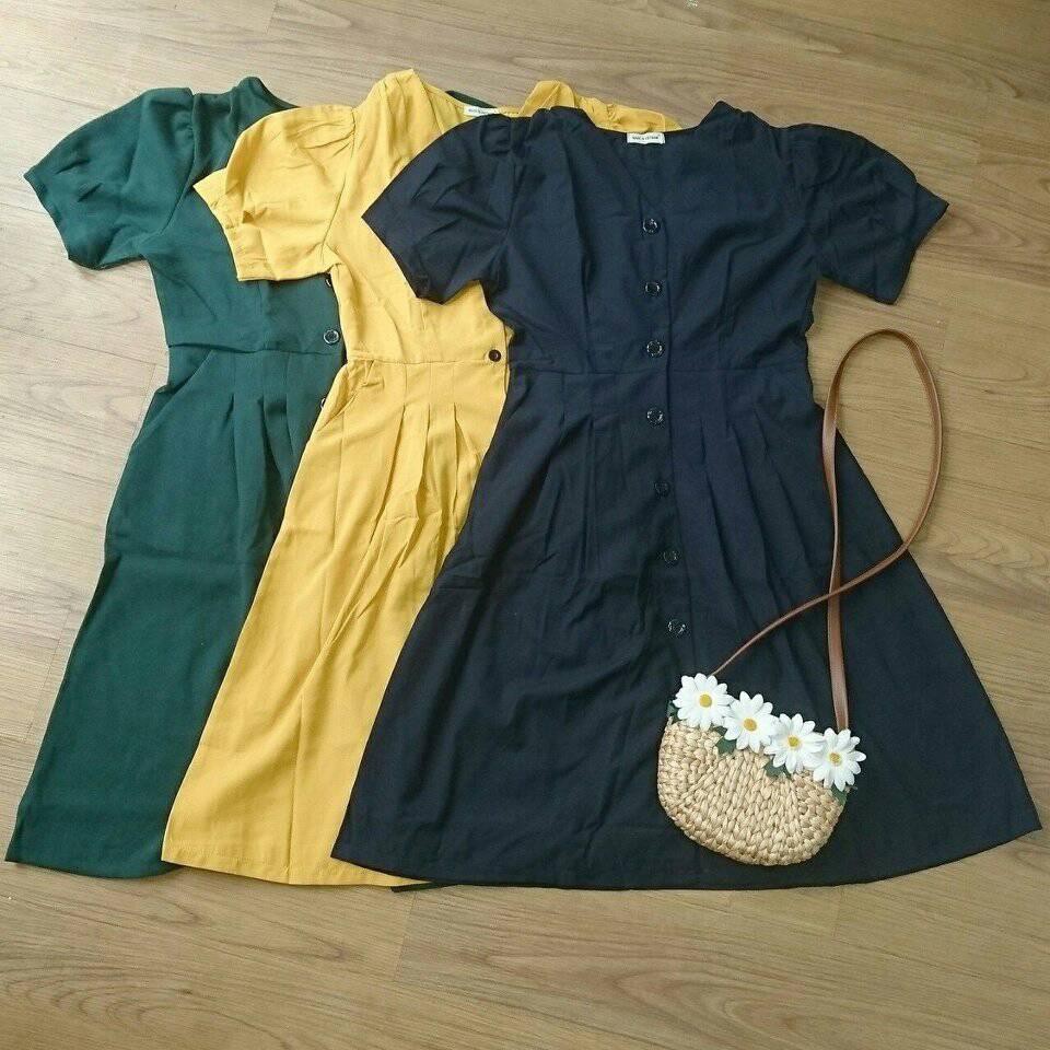 Đầm xếp ly 3 màu thanh lịch