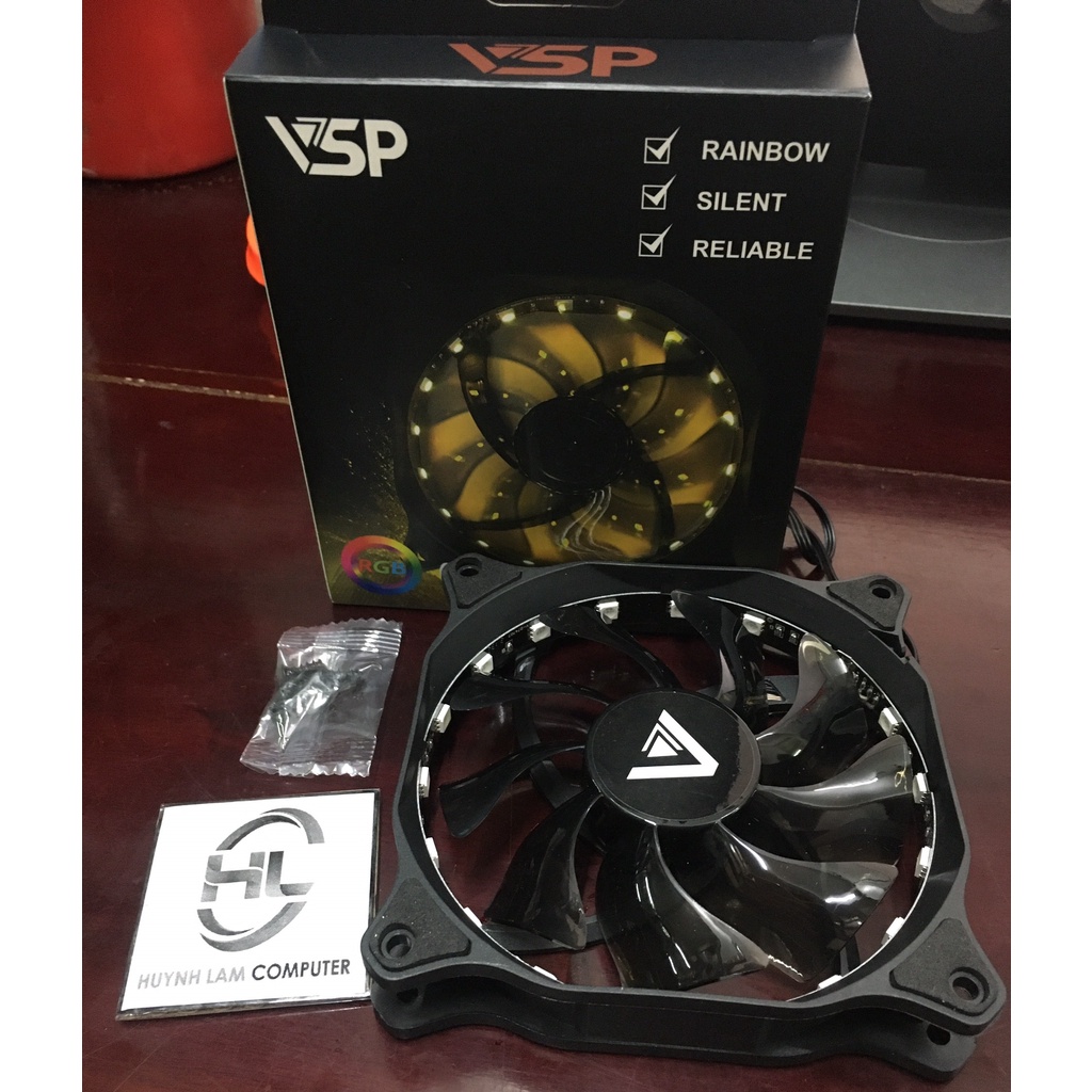 Fan Case 12cm VSP V212 LED RGB tự đổi màu (không đồng bộ Hub) - Chính hãng VSP