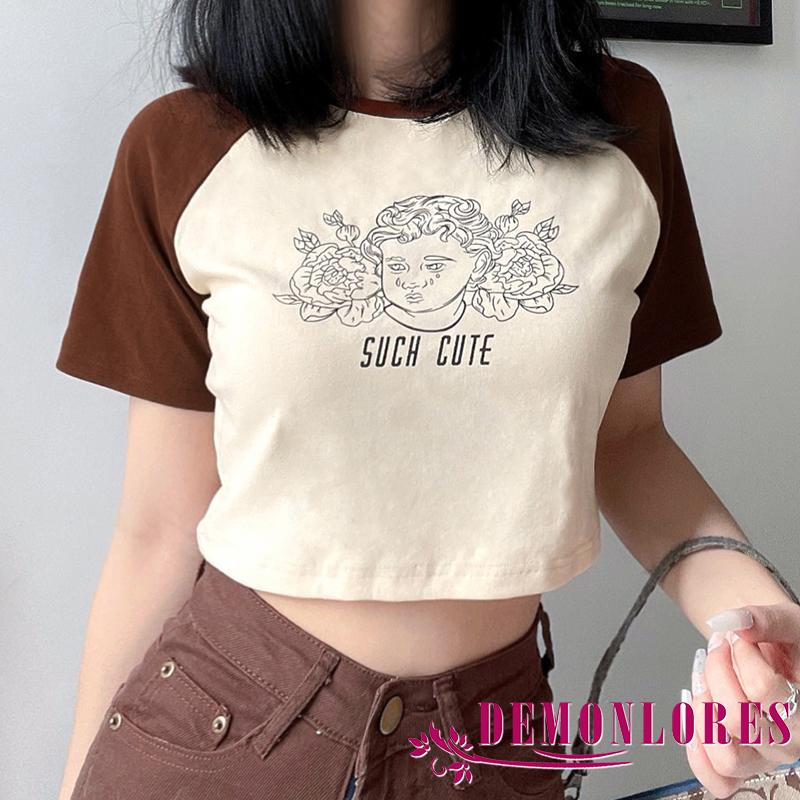 Áo thun tay ngắn dáng rộng in họa tiết thời trang mùa hè dành cho nữ