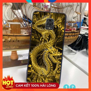 Ốp lưng in kính cường lực sắc nét họa tiết hình rồng vàng sáng bóng cho máy điện thoại redmi note 9s - redmi note 9 pro