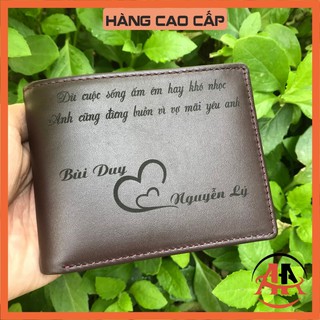 Ví Nam Da Bò Thật Cao Cấp, Bóp Nam Dáng Ngang Đường Chỉ Nhỏ Bảo Hành 12 Tháng