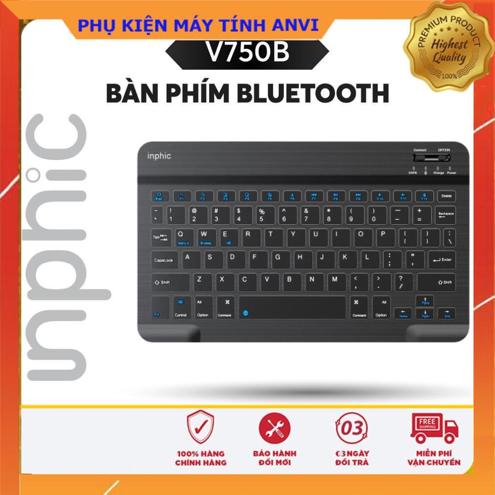 Bàn phím Bluetooth Inphic V750B dùng cho iOS Android Windows Kết nối 2 thiết bị - Chính Hãng.