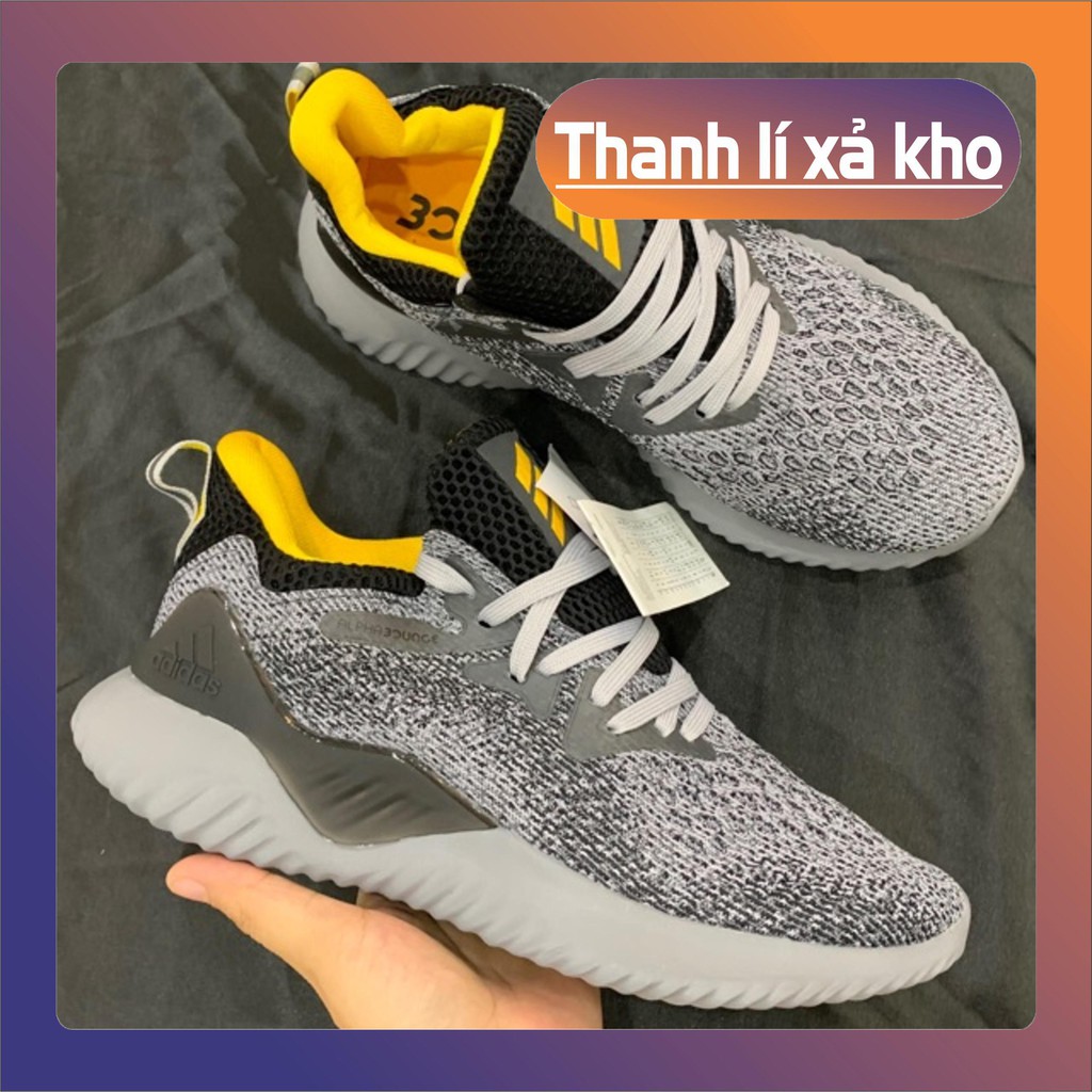 (Tặng móc khoá) Giầy Alpha bounce xám vàng cao cấp fullbox