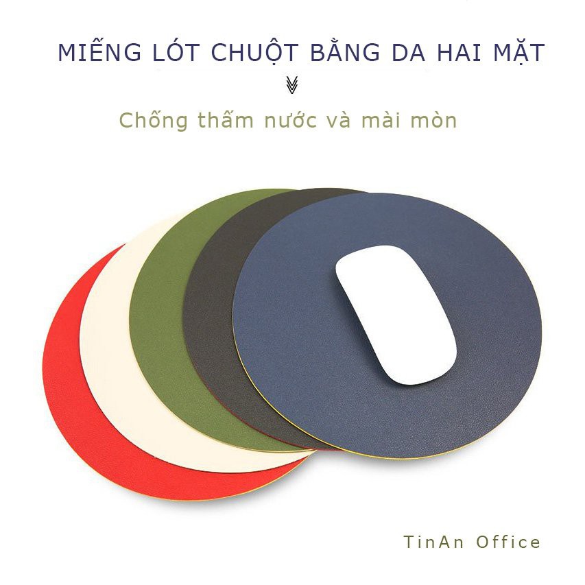 Miếng Lót Chuột Da ( Mouse Pad ) Hình Tròn, Sử Dụng Được 2 Mặt, Không Thấm Nước, Đường Kính 22 cm thumbnail