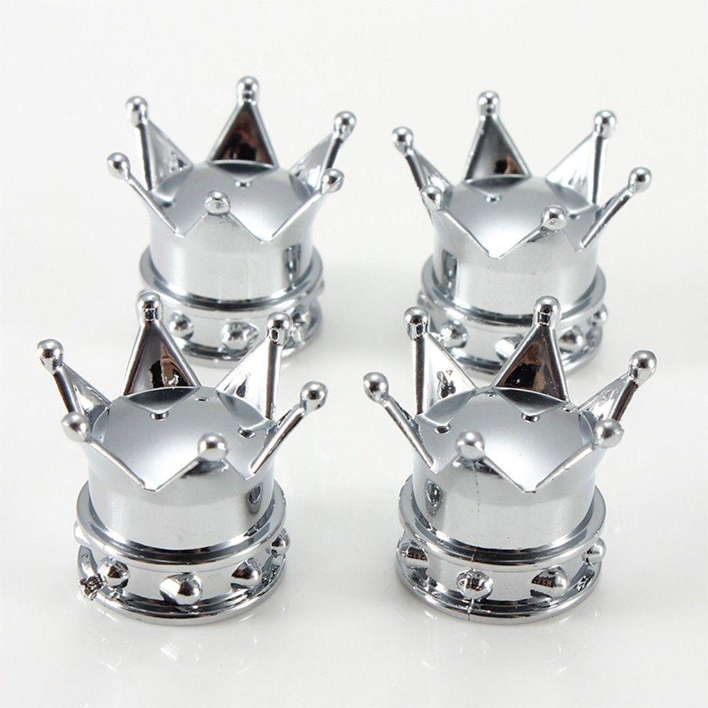 Set 4 Nắp Đậy Van Bánh Xe Hơi Hình Vương Miện Thương Hiệu Mới