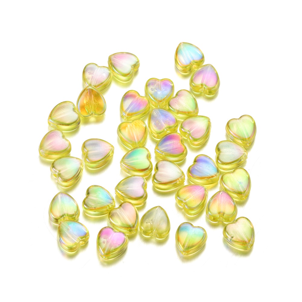 Set 50/ 100 hạt xỏ ST.KUNKKA resin kiểu dáng trái tim làm dây chuyền vòng đeo tay trang sức DIY