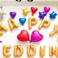 Bộ bóng chữ happy wedding