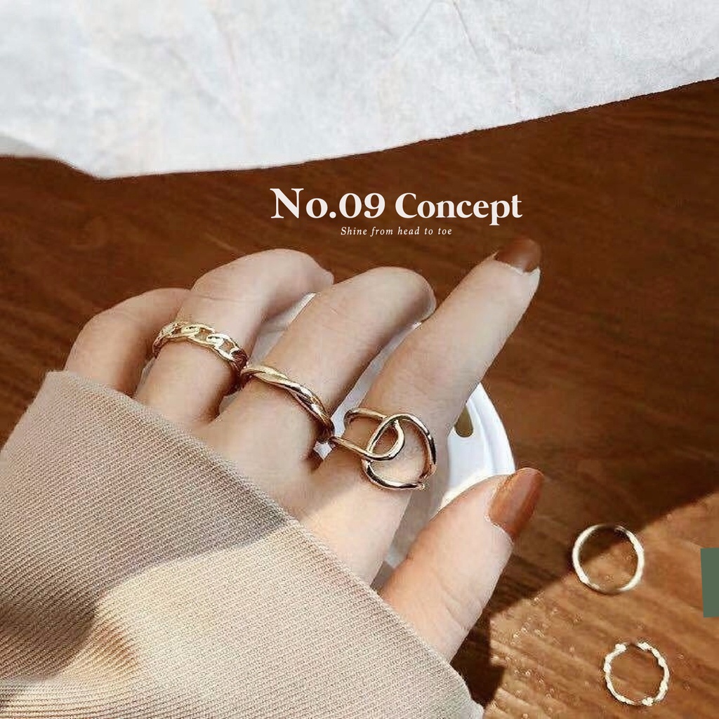 Set nhẫn Hàn Quốc freesize nữ No09 Concept N026