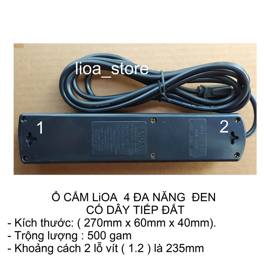 Ổ CẮM ĐIỆN LiOA 4 ĐA NĂNG CÓ DÂY TIẾP ĐẤT.