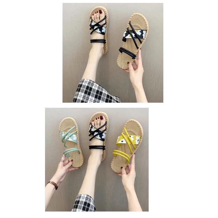 Dép Dây Đi Biển Họa Tiết Hoa Quai Chéo Dành Cho Bạn Nữ Dễ Phối Trang Phục