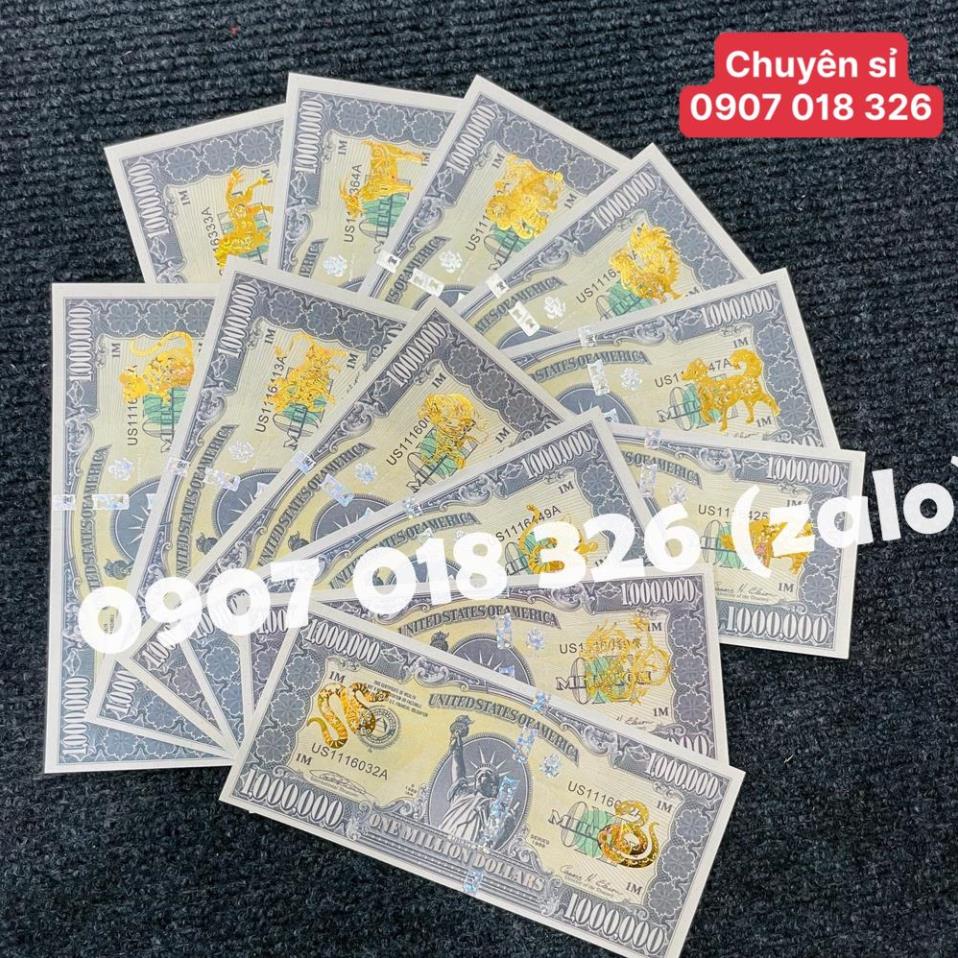 Tờ 1 TRIỆU USD 12 con giáp mạ vàng siêu khủng lưu niệm , thích hợp sưu tầm , làm quà tặng