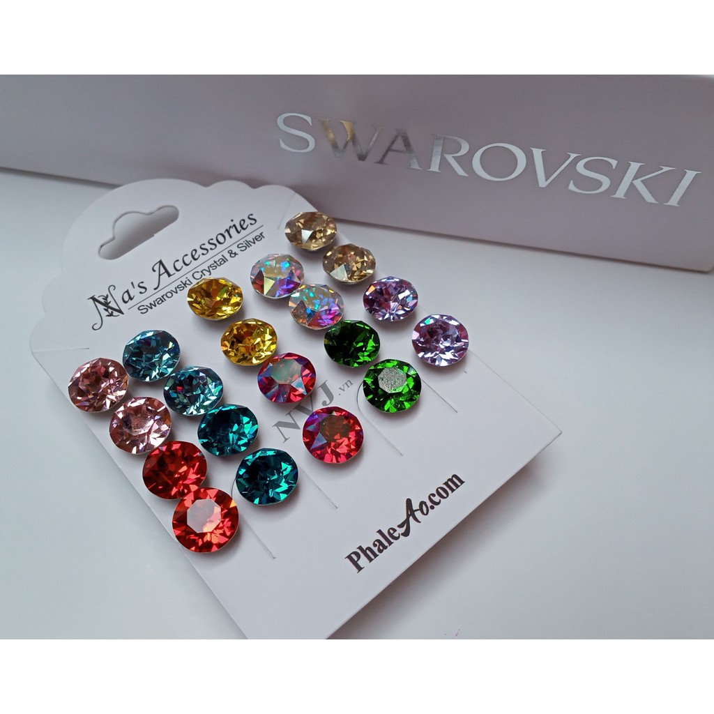Bông tai nụ pha lê swarovski xirius chaton 1088, size hạt 6 - 8mm sang trọng như kim cương - Stud Earrings