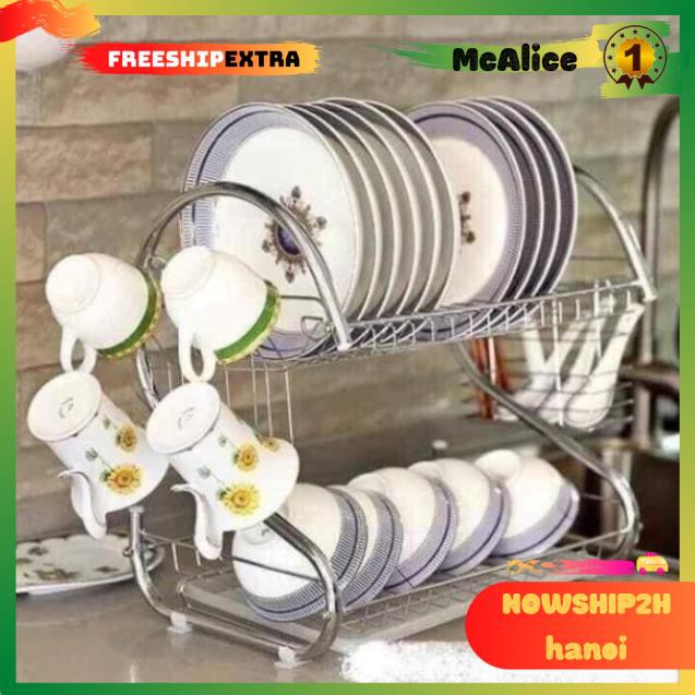 Kệ up bát, giá úp bát inox 2 tầng tiện lợi