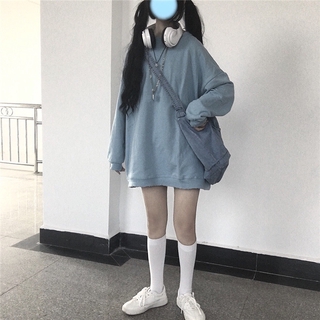 Áo hoodie dáng dài màu trơn cho nữ